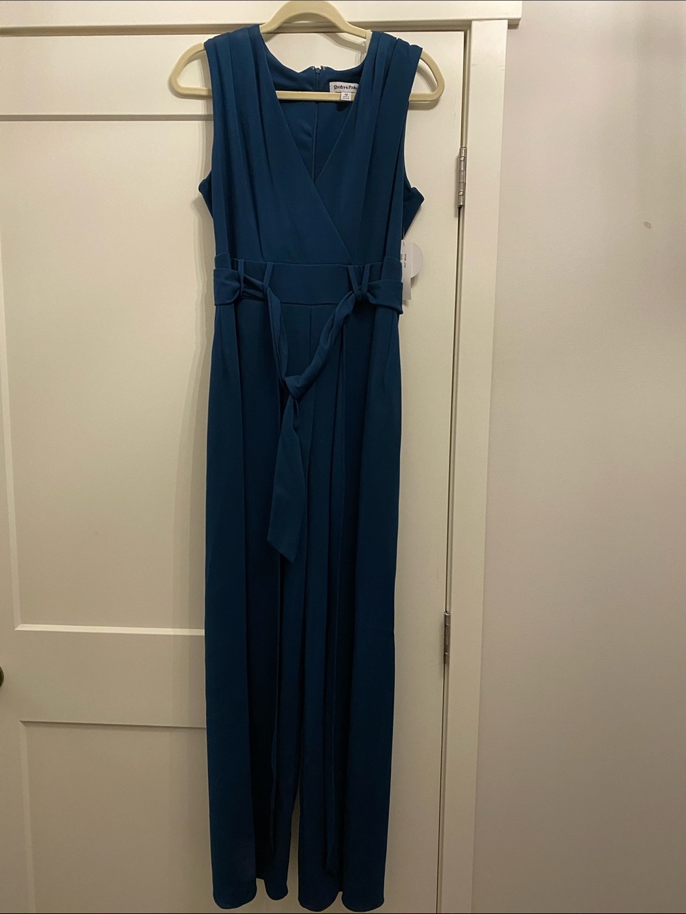 Shelby & Palmer Sleeveless Wide Leg Jumpsuit with Tie Waist - Size 12